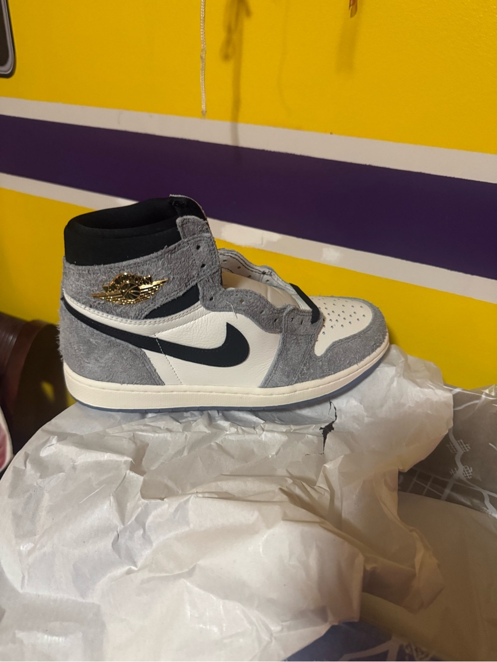 Nike Kids Grey, White and Black High-Top Sneakers